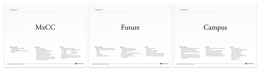 Initial identity design direction for MxCC